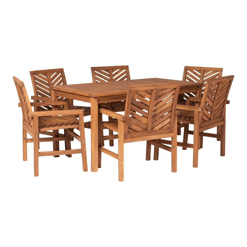 Afuera Living 7-Piece Chevron Outdoor Patio Dining Set in Brown