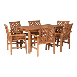 Afuera Living 7-Piece Chevron Outdoor Patio Dining Set in Brown
