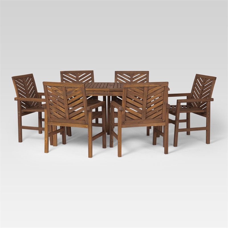 Afuera Living 7-Piece Chevron Outdoor Patio Dining Set in Dark Brown