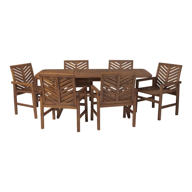 Afuera Living 7-Piece Extendable Outdoor Patio Dining Set in Dark Brown