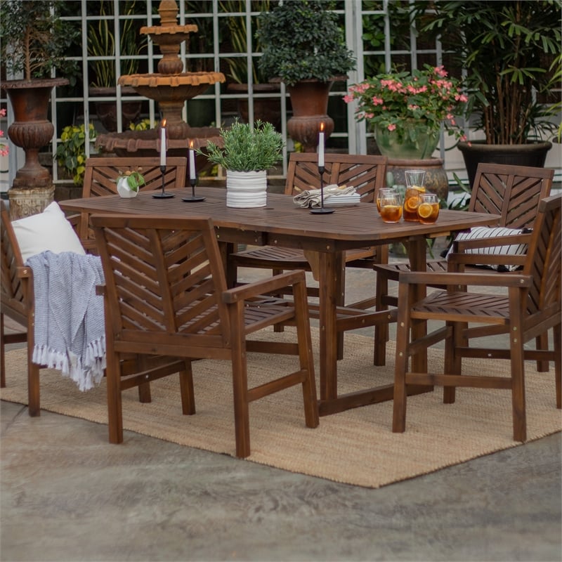 Afuera Living 7-Piece Extendable Outdoor Patio Dining Set in Dark Brown
