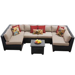 afuera living 7-piece patio wicker sectional set 07c in wheat