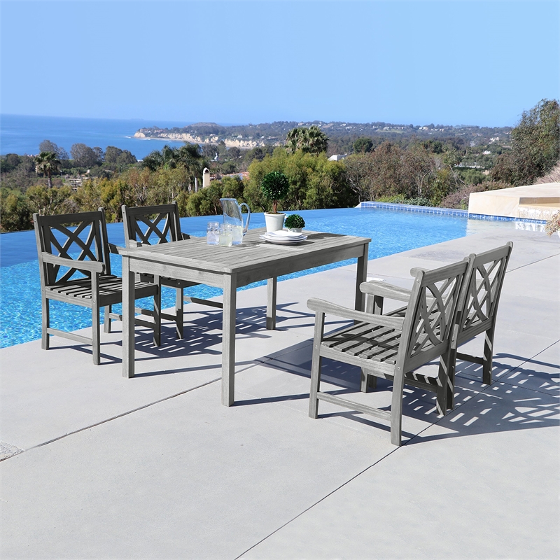 Afuera Living Contemporary 5 Piece Patio Dining Set in Gray