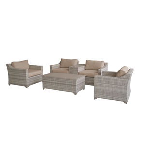 afuera living 6 piece outdoor seating group with cushions in wheat