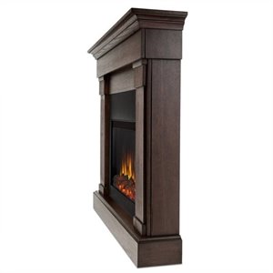 afuera living contemporary electric slim line fireplace in chestnut oak