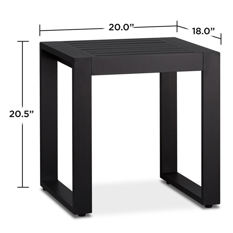 Afuera Living Set of 2 End Table Rectangle in Aluminum - Black