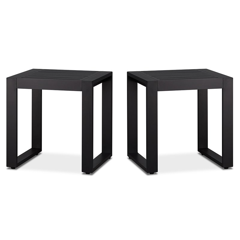 Afuera Living Set of 2 End Table Rectangle in Aluminum - Black