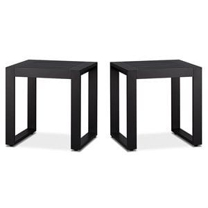 Afuera Living Set of 2 End Table Rectangle in Aluminum - Black