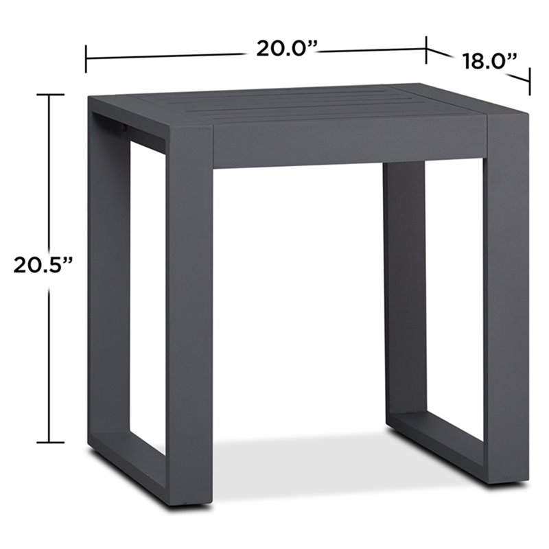 Afuera Living Set of 2 End Table Rectangle in Aluminum - Gray