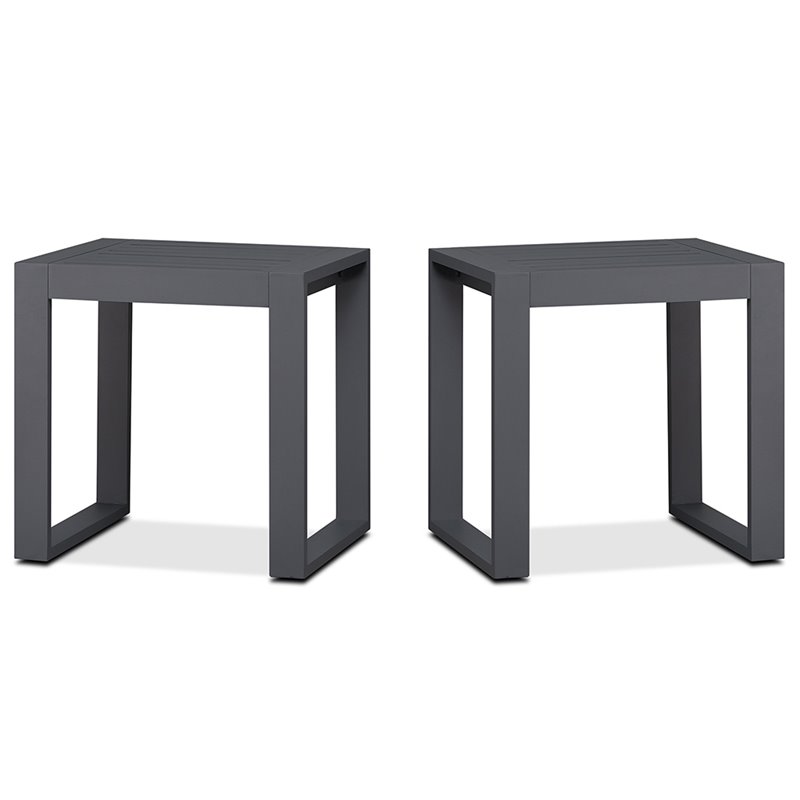 Afuera Living Set of 2 End Table Rectangle in Aluminum - Gray