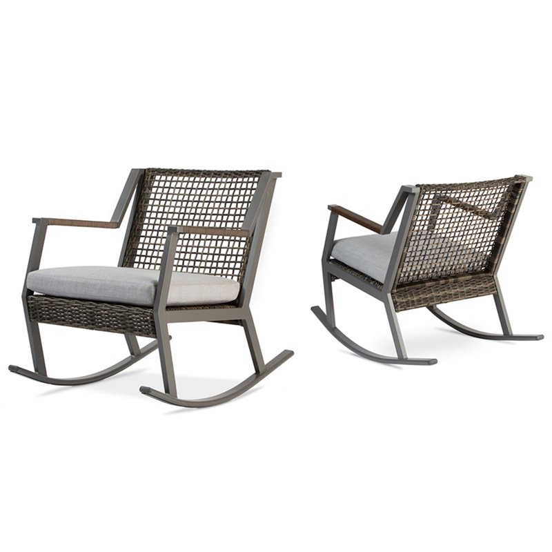 Afuera Living Contemporary Aluminum Patio Rocker in Gray (Set of 2)
