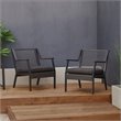 Afuera Living Contemporary Aluminum Patio Dining Arm Chair in Black (Set of 2)