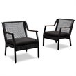 Afuera Living Contemporary Aluminum Patio Dining Arm Chair in Black (Set of 2)