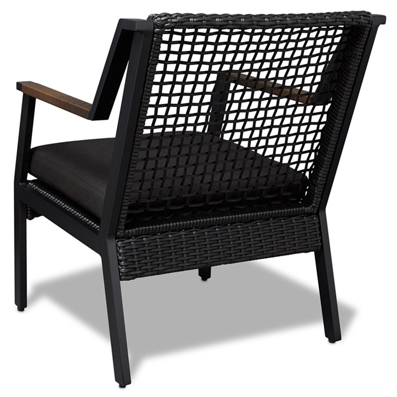 Afuera Living Contemporary Aluminum Patio Dining Arm Chair in Black (Set of 2)