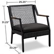 Afuera Living Contemporary Aluminum Patio Dining Arm Chair in Black (Set of 2)