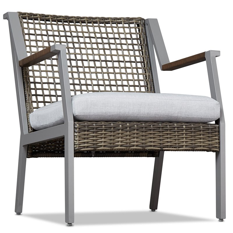 Afuera Living Contemporary Aluminum Patio Dining Arm Chair in Gray (Set of 2)