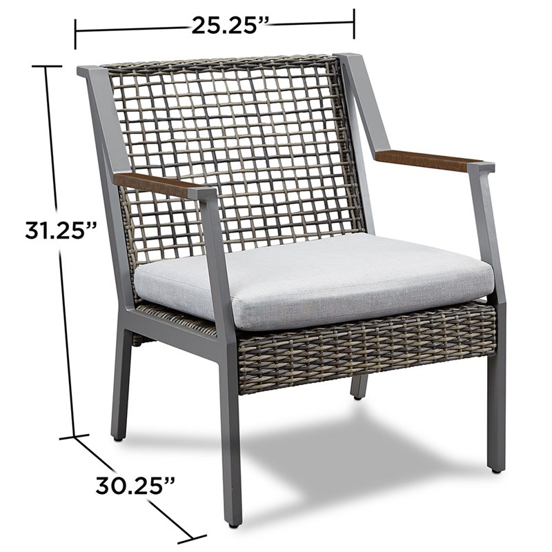 Afuera Living Contemporary Aluminum Patio Dining Arm Chair in Gray (Set of 2)