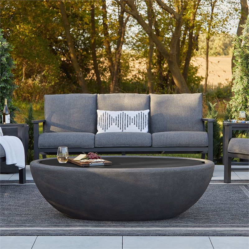 Afuera Living Contemporary Large Oval Steel Lid in Black