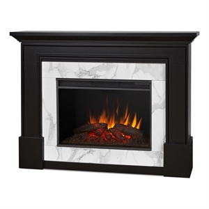 afuera living contemporary wood grand electric fireplace in black