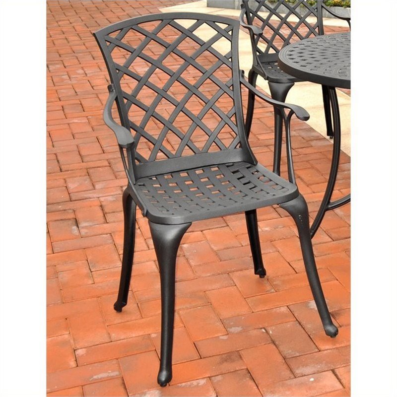 Afuera Living Metal High Back Patio Dining Arm Chair in Charcoal (Set of 2)