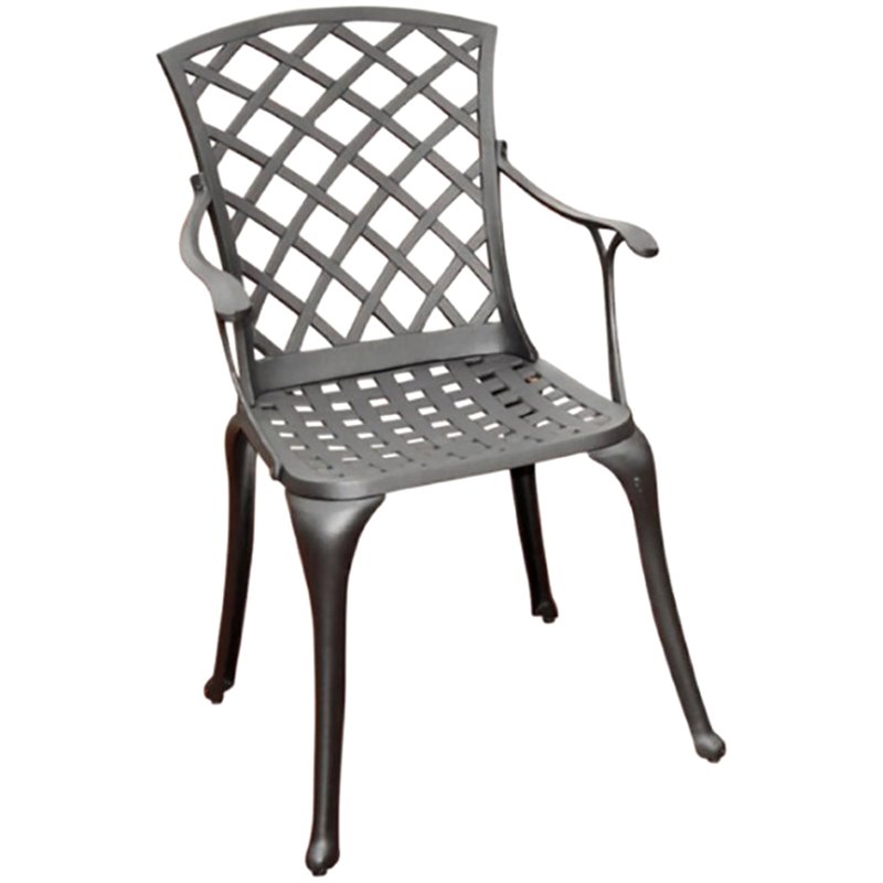 Afuera Living Metal High Back Patio Dining Arm Chair in Charcoal (Set of 2)