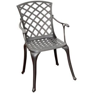 Afuera Living Metal High Back Patio Dining Arm Chair in Charcoal (Set of 2)