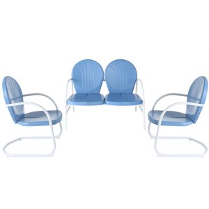 afuera living vintage 3 piece metal patio sofa set in sky blue