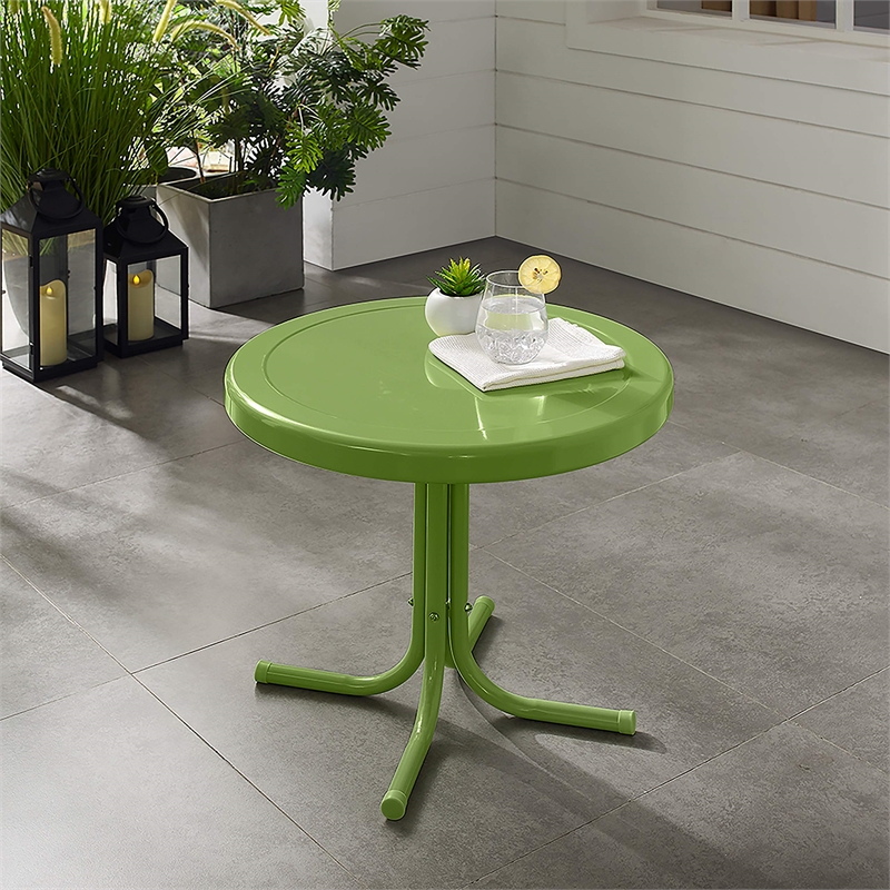Afuera Living Modern Retro Metal Patio End Table in Oasis Green