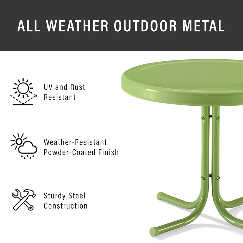 Afuera Living Modern Retro Metal Patio End Table in Oasis Green