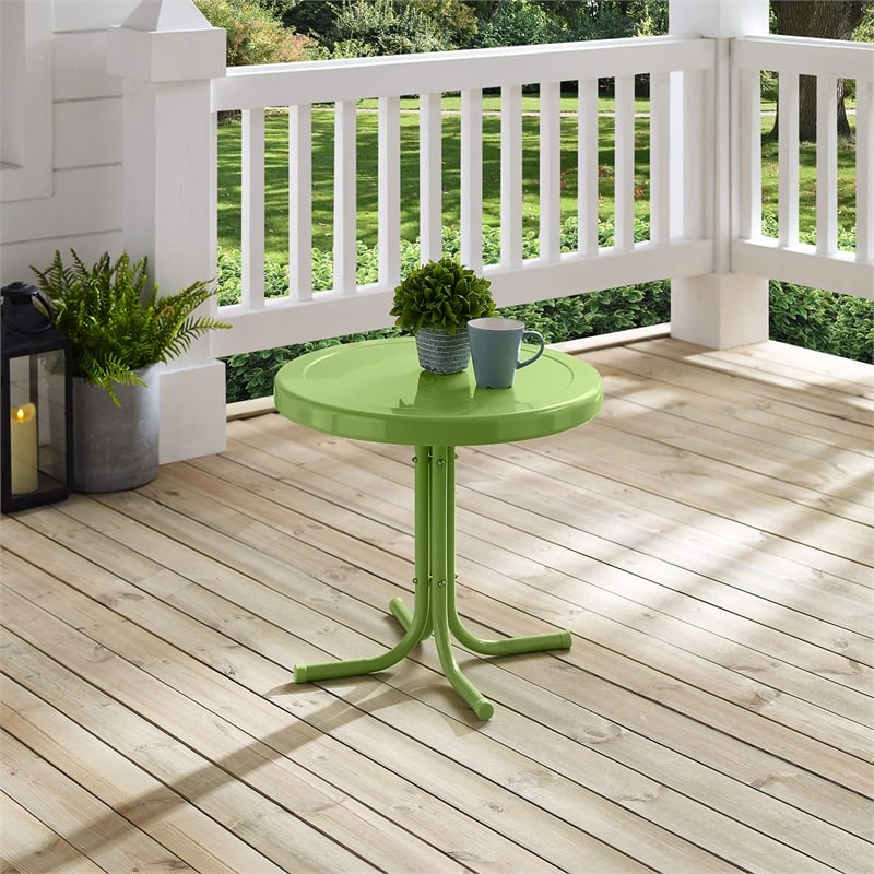 Afuera Living Modern Retro Metal Patio End Table in Oasis Green