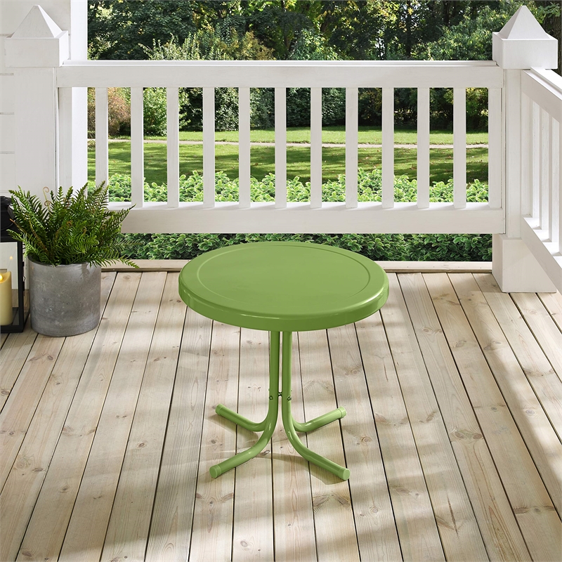 Afuera Living Modern Retro Metal Patio End Table in Oasis Green