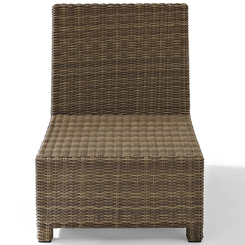Afuera Living Modern Wicker Armless Patio Chair in Brown and Navy