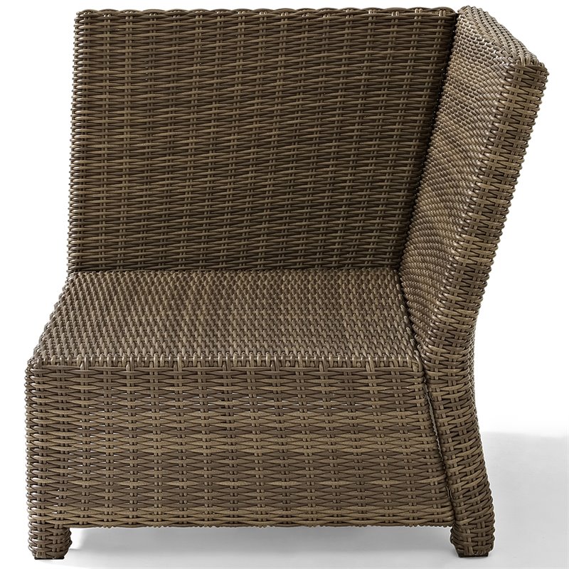 Afuera Living Modern Wicker Corner Patio Chair in Brown and Navy