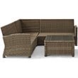 Afuera Living Modern 4 Piece Wicker Patio Sectional Set in Brown and Navy