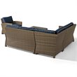 Afuera Living Modern 5 Piece Wicker Patio Sectional Set in Brown and Navy