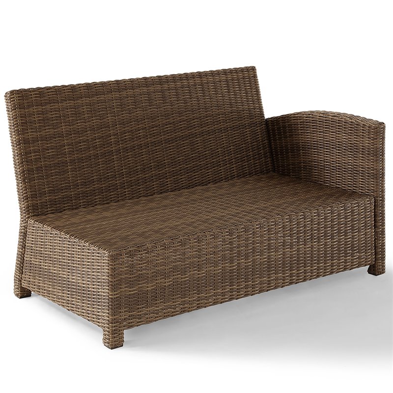 Afuera Living Modern Wicker Right Arm Patio Loveseat in Brown and Sangria