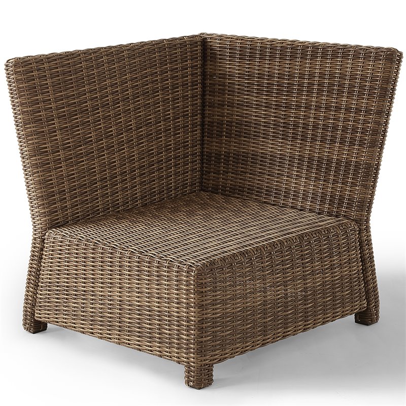Afuera Living Modern Wicker Corner Patio Chair in Brown and Sangria