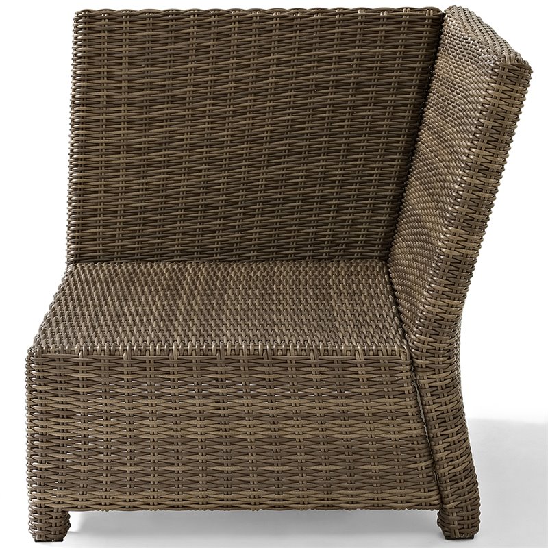 Afuera Living Modern Wicker Corner Patio Chair in Brown and Sangria