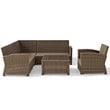 Afuera Living Modern 5 Piece Wicker Patio Sectional Set in Brown and Sangria