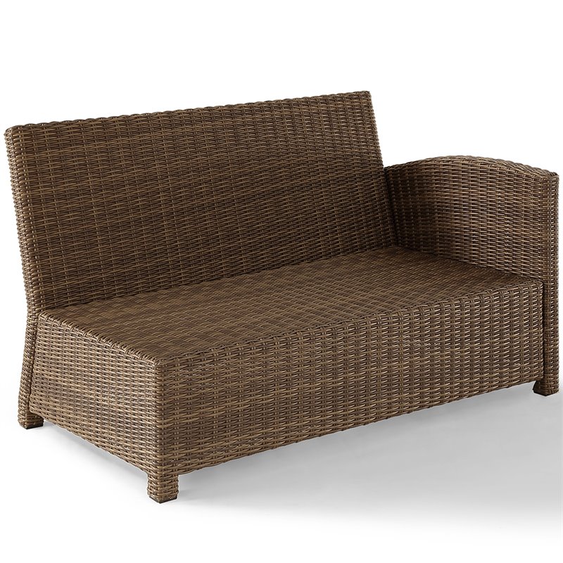 Afuera Living Modern Wicker Right Arm Patio Loveseat in Brown and Sand