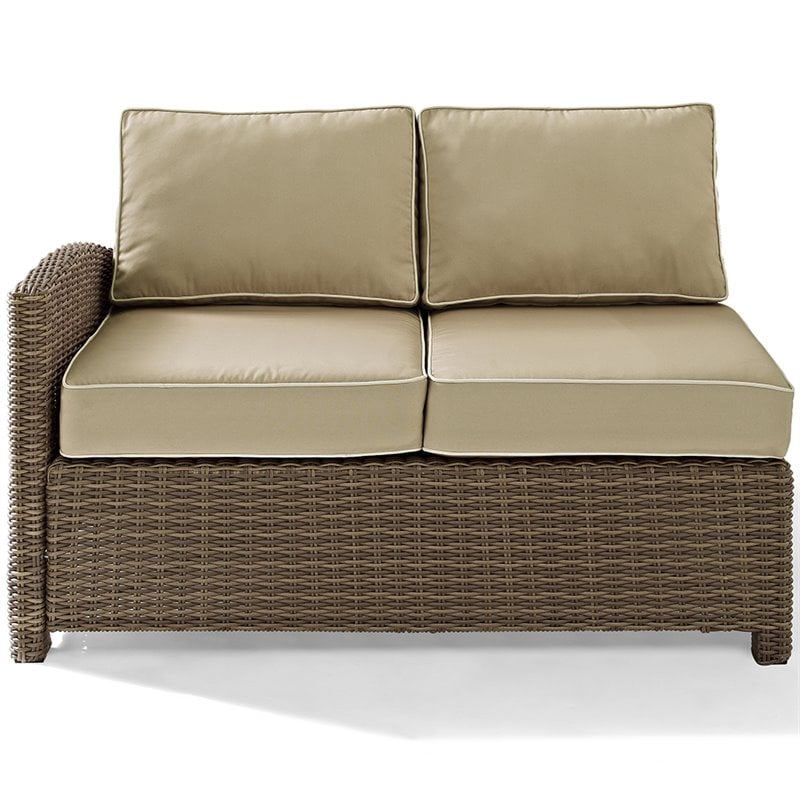 Afuera Living Modern 4 Piece Wicker Patio Sectional Set in Brown and Sand