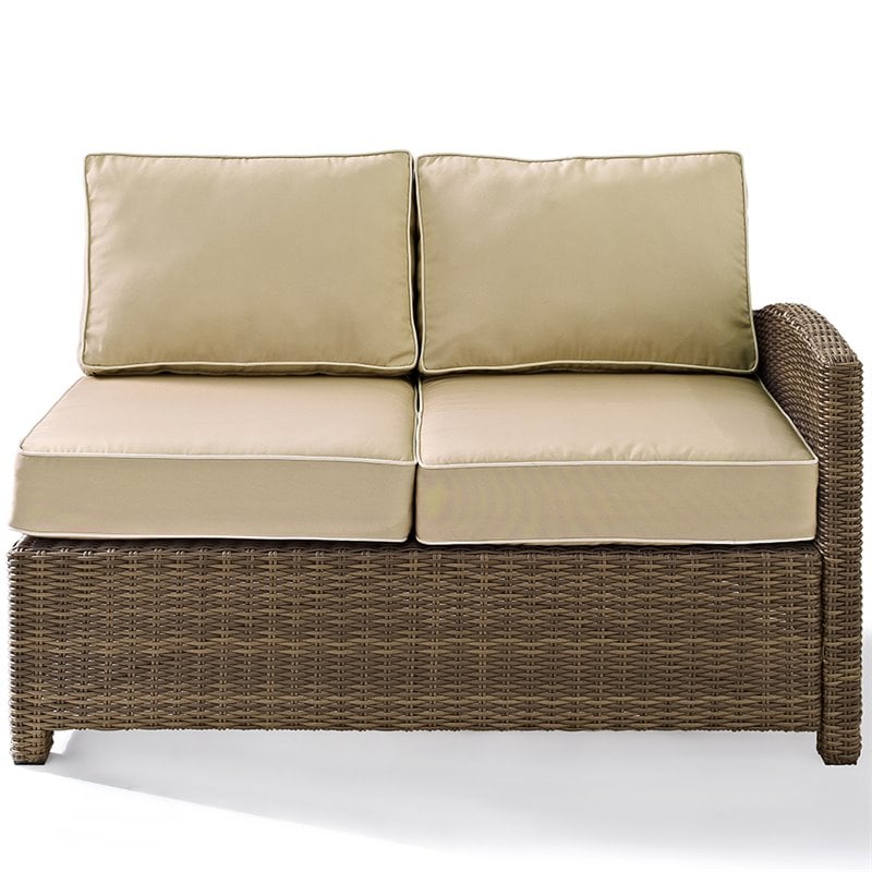 Afuera Living Modern 4 Piece Wicker Patio Sectional Set in Brown and Sand