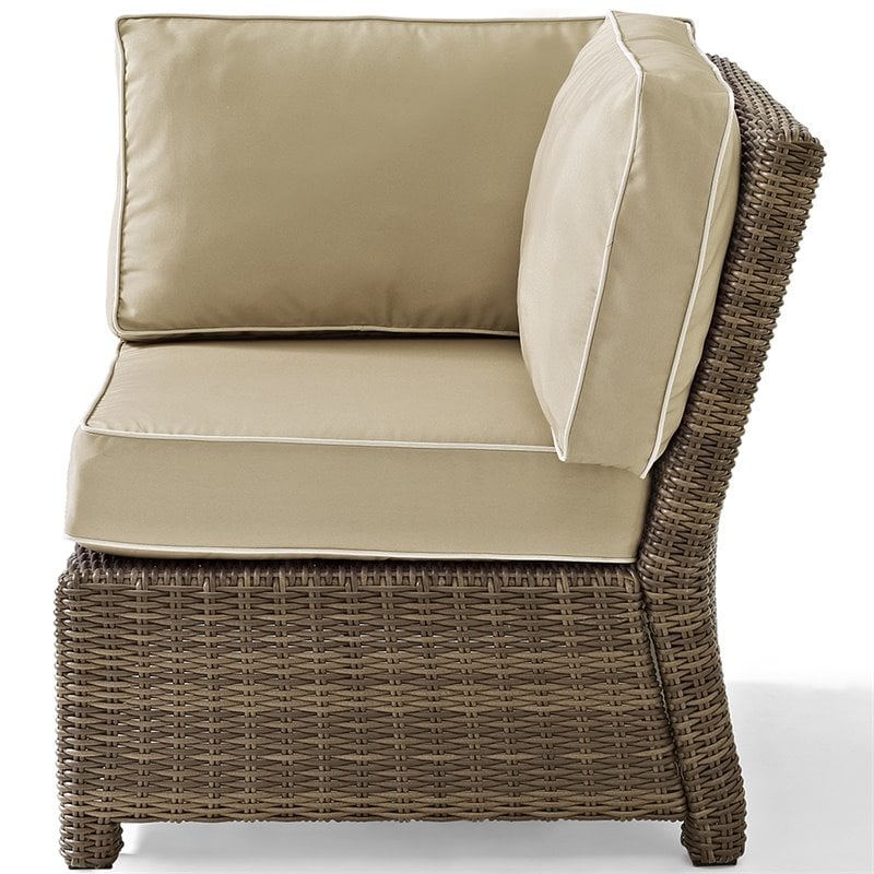 Afuera Living Modern 4 Piece Wicker Patio Sectional Set in Brown and Sand