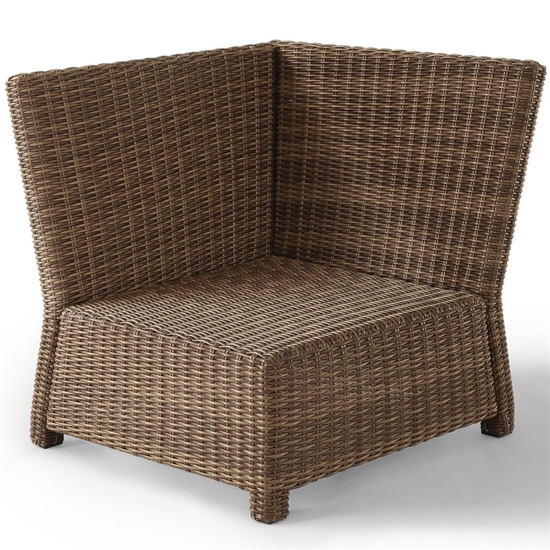 Afuera Living Modern 4 Piece Wicker Patio Sectional Set in Brown and Sand