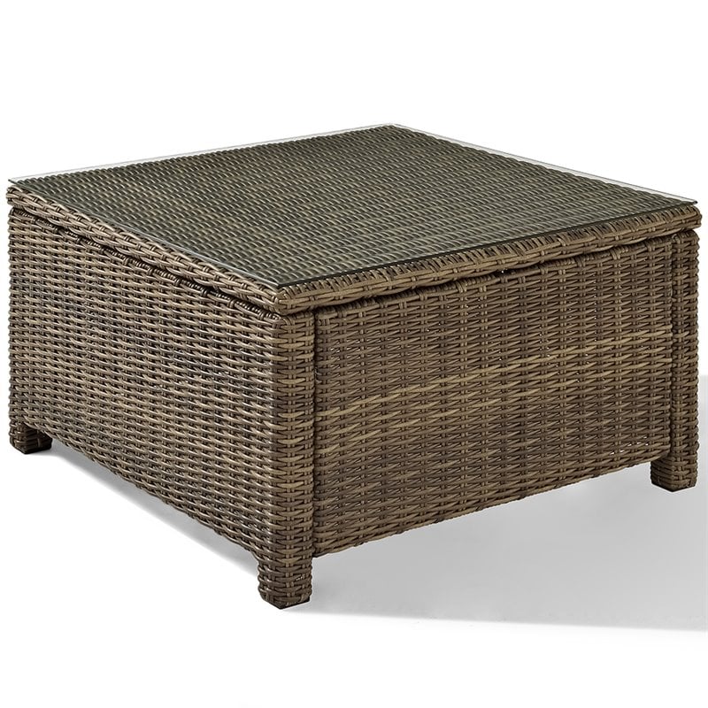 Afuera Living Modern 4 Piece Wicker Patio Sectional Set in Brown and Sand