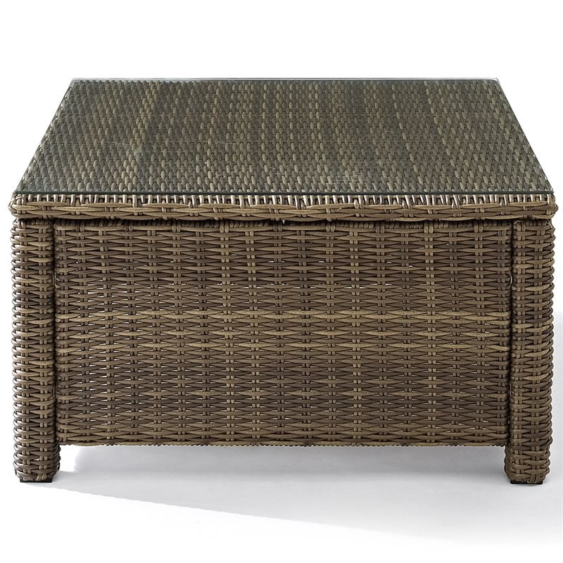 Afuera Living Modern 4 Piece Wicker Patio Sectional Set in Brown and Sand