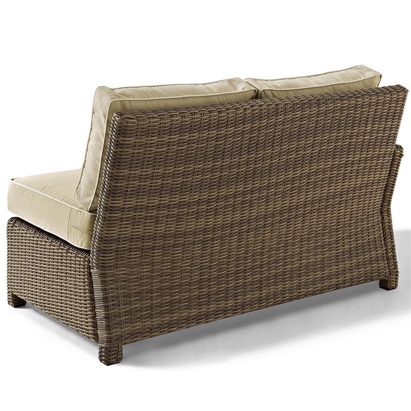 Afuera Living Modern 4 Piece Wicker Patio Sectional Set in Brown and Sand