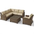 Afuera Living Modern 5 Piece Wicker Patio Sectional Set in Brown and Sand