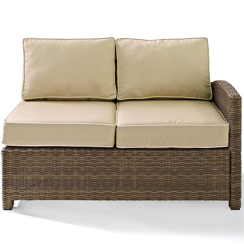 Afuera Living Modern 5 Piece Wicker Patio Sectional Set in Brown and Sand