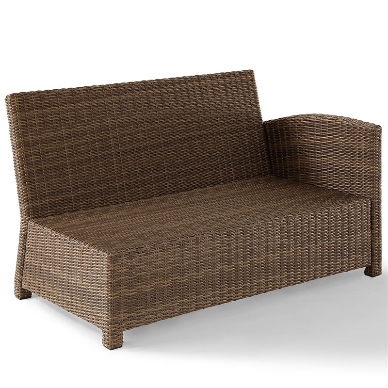 Afuera Living Modern 5 Piece Wicker Patio Sectional Set in Brown and Sand